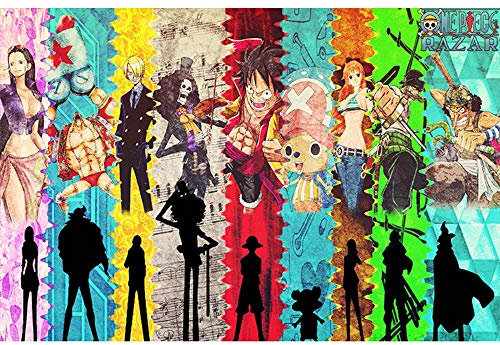 ALKOY One Piece Anime Jigsaw Puzzles 1000 Piece Wooden Intellectual Puzzle Gift Toys Anime Poster Wall Art Picture for Home Decoration Kids Family Birthday Gift