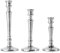 3er Set Kerzenständer Kerzenhalter Aluminium Silber Deko - Kerzenleuchter Modern für Stabkerzen - Tischdeko Hochzeit - Dekoration Wohnzimmer - H 19, 24 und 29 cm