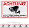 Aufkleber Set Achtung! Videoüberwachung!, 6 Stück, 7,5 x 5 cm, selbstklebende Folie, Klebesticker Innen- und Außenbereich, Video Überwachung Warnung Sticker, Kamera überwacht Hinweisschild kleben