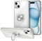 Vunake for iPhone 15 Case with Ring Holder iPhone 15 Phone Case Anti-Yellowing Clear Case Soft TPU Shockproof Bumper 360° Rotatable Metal Plate Protective Case for iPhone 15 6.1 inch,Transparent