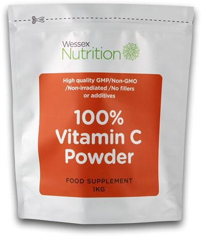 Pure Vitamin C Powder - 100% Ascorbic Acid Vitamin C Powder, Pharmaceutical Grade - Nothing Added, Non GMO & Made in The UK (1kg).
