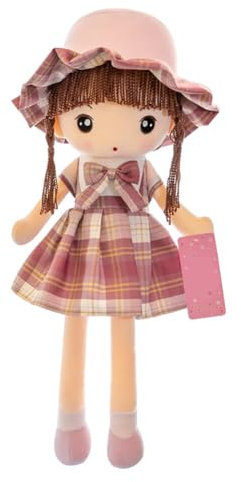 90CM Kuschelpuppe Weiche Stoffpuppe mit Kleidung und Haar für Kinder Mädchen von 0-5 Jahren, Baby Mädchen Geschenke Baby Puppe Doll Taufgeschenk Plüschtier Handmade Textilpuppen Gefüllte Puppen