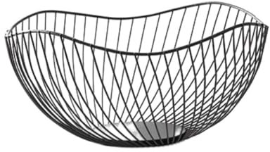 osiuujkw Cesta de fruta de Metal, amplia aplicación, estilo moderno, resistente y duradero, cestas de fruta de Metal de gran capacidad, frutero de Metal, negro oblicuo grande