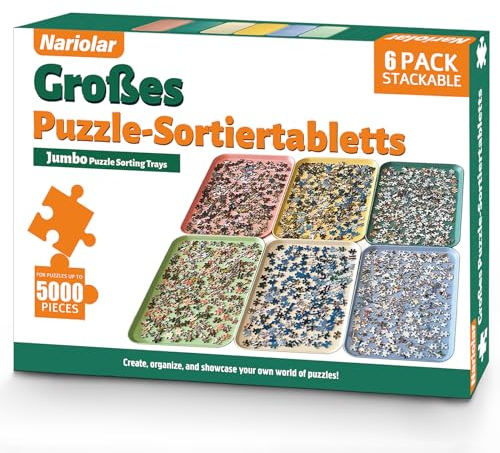 Nariolar 43.0 * 30.5CM Stapelbare Puzzle-Sortierer, 6er-Pack Sortierschalen zum Sortieren von 2000/3000/5000 Teilen