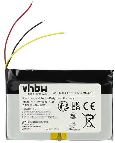 vhbw Akku kompatibel mit Hella Gutmann MM42, DT66, MM66, MM42SE Kfz-Diagnosegerät (660 mAh, 7,4 V, Li-Polymer)