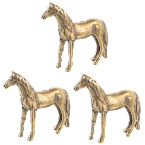 OUNONA 3 Stück Pferde-Ornamente Figur Retro-Heimdekoration Fuchs-Ornament Vintage-Pferdedekoration Statue Briefbeschwerer Verzierung Pferd Bronzeware Bronze-Pferdeskulptur