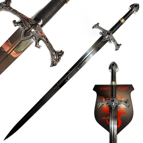 Blackfyre Schwert mit Wandtafel | Authentisches Stück aus der Welt von Westeros | Stahlschwert | Hochwertige Verarbeitung | Perfekt für Sammler und Fans