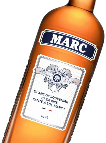 Lot de 4 kits d'étiquettes autocollantes à personnaliser pour bouteille de Pastis de 75cl et 1 L - anniversaire - fête – cadeau original - annonce –