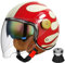 Offener Motorradhelm, 3/4 Retro-Motorradhelm, Motorrad-Halbhelm mit Visier, Jet Helm für Männer und Frauen, Motorrad-Crash-Helm, ECE-geprüft C-3,M (57-58cm)