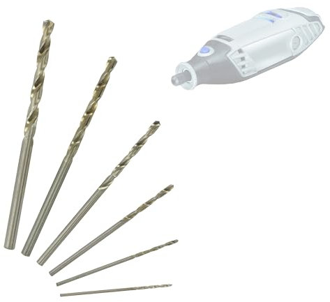TIVOLY – Juego de 6 brocas HSS para metal, diámetro de 0,8-1-1,5-2-2,5-3 mm, taladrado en múltiples metales, – Sujeción: cola cilíndrica similar al diámetro de los taladros – para DREMEL/PROXXON