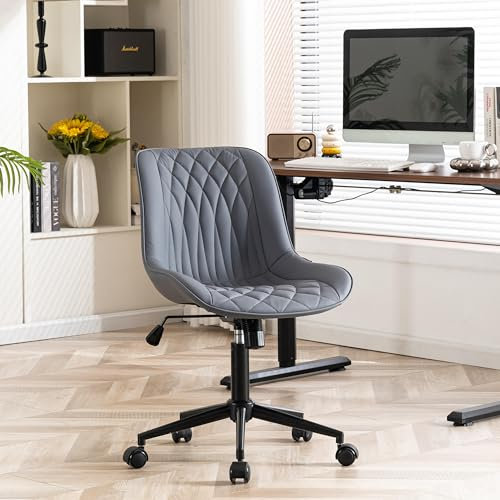 YOUNIKE Chaise Bureau, Fauteuil de Bureau Ergonomique en Cuir PU, Chaise Pivotante Réglable en Hauteur, Chaise Gaming Capacité jusqu'à 136 kg, Chaise de Bureau avec Dossier et roulettes, Gris Violet