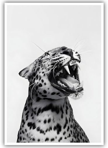 Lustiges Tierposter, schwarz-weißer Leoparden-Wandkunst, Vintage-Geparden-Dekor, trendiger Druck, Leinwand, eklektische Tierwelt, ästhetische Drucke für Wohnzimmer, Schlafzimmer, Badezimmer, Poster,