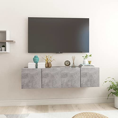 Xichuzi TV-Hängeschränke 2 STK Tv Board, Tv Lowboard, Tv Tisch, Fernsehschrank, Fernsehtisch, Kommode, Sideboard Wohnzimmer, Tv Sideboard, Betongrau 60x30x30 cm