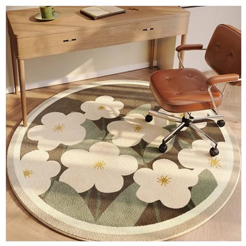 Ergocar Tapis Rond De Style Bomisien Tapis Rétro Ultra Fin, Doux, Antidérapant, Lavable - Convient pour Chambre à Coucher, Entrée, Salle à Manger, Dortoir Familial