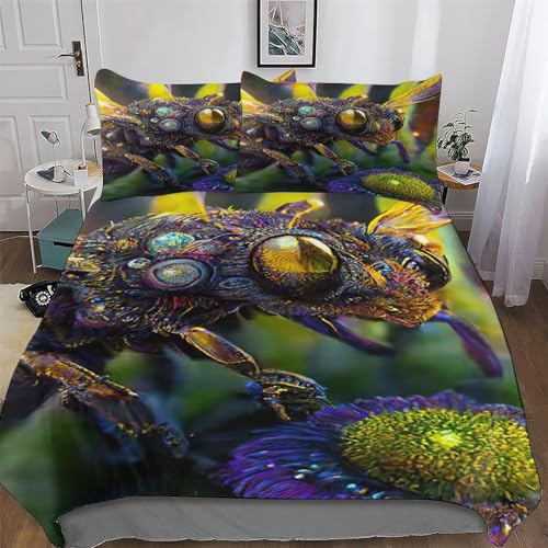 GGJJTT Biene Bettwäsche Atmungsaktive Angenehme Bettbezüge Für Jungen Mädchen Bettdeckenbezug, 2teilig Bettbezug + Kissenbezug Single135x200cm
