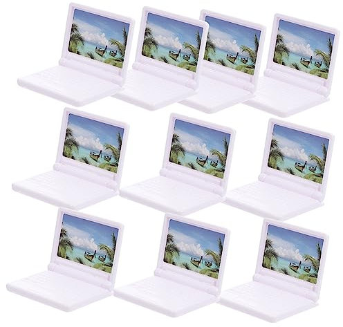 Kisangel 10pcs Mini Laptop Computer Model Creative Doll House Ornament Small Miniature Doll House Layout Props for Boys and Girls Playroom and Pretend Play Scenarios