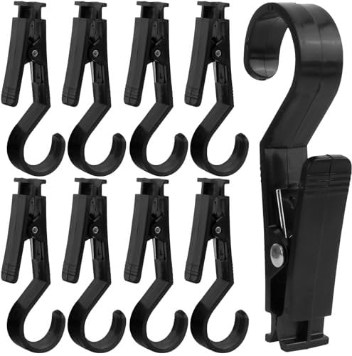 DAIRYCOF 8 Stück wäscheklammern Camping-Schwarz Zeltclips Lichthaken Stiefelklammer Campingzelt Haken Outdoor Handtücher Clips Klammerhaken für Campinglampe