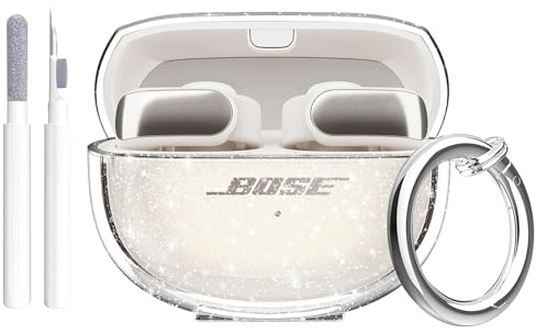 Aircawin for Bose Ultra Open Earbuds Case Glitter,Cute Sparkle Bling Design | Soft TPU for Bose Ultra Open Case Cover 2024,For Bose Open Ear Earbuds Accessories with Carabiner and Cleaning Pen-Glitter