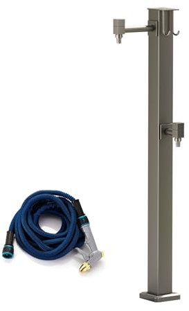 VOLDAX Robinet sur Pied Colonne de Robinet de Jardin Colonne d'eau Extérieure en Acier Inoxydable, Support de Tuyau de Robinet de Robinet Debout