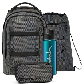 Satch Pack Set Set 4 teilig ab 5. Klasse ergonomisch 30L Stauraum mit Schlamperbox Trinkflasche Sportbeutel