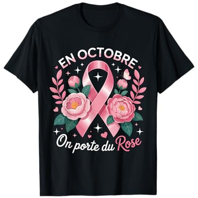Ruban rose octobre 2024 pour sensibilisation cancer du sein T-Shirt