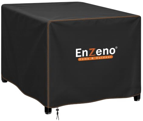 Enzeno Fire Pit Cover,Square Outdoor Firepit Covers Waterproof, 210D Oxford Cloth Patio Fire Bowl Cover Anti-UV & Wear-Resistant(84x84x61cm)- Black