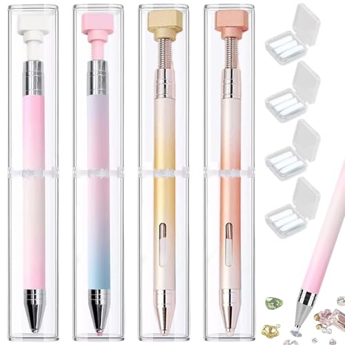 Diamond Art Pen mit Wachs, 8-teiliges Set, 4 nachfüllbare Wachsstifte und 4 Ersatzminen, automatisches Füllsystem zum Malen