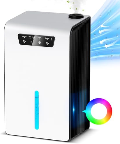 Ofottofo 2 en 1 Deshumidificador Humidificador 3,2L 1000ml LED 7 colores | Deshumificador anti moho, apagado automático, descongelación, modo silencioso, temporizador, manguera 1m, portátil para 25 m²