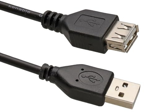 kenable USB 2.0 Extension Cable High Speed A Male to A Female Lead for Printer Scanner Keyboard Mouse Black 0.25m