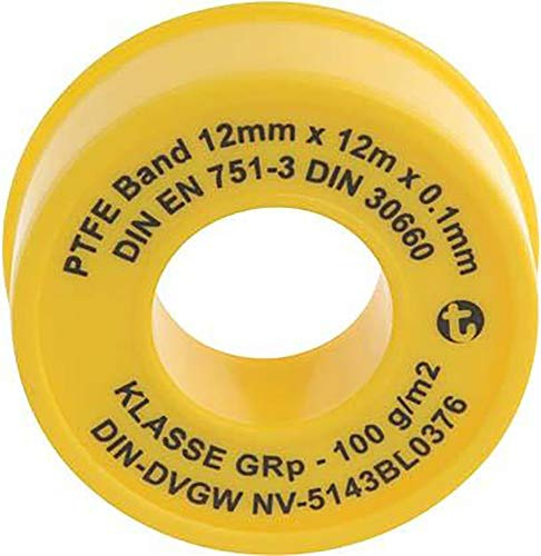 Geka 121201SB Dichtbandrolle DVGW 12 x 0.1 mm 12 m aus PTFE, Gelb, 18 x 8 x 13 cm