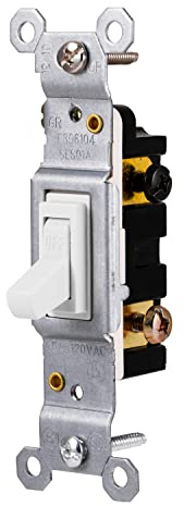 GE Grounding Toggle Switch, Single Pole, in Wall On/Off Fan & Light Switch Replacement, 15 Amp, Great for Home, Office & Kitchen, UL Listed, White, 54161