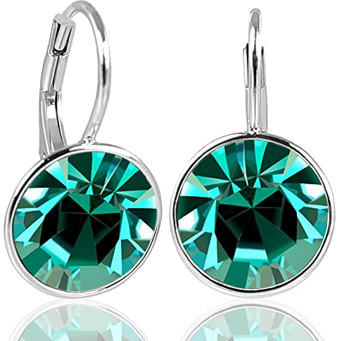 925 Silberohrringe Grün funkelnde Marken Kristalle Blue Zircon NOBEL SCHMUCK