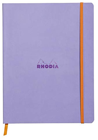 RHODIA 117509C - Iris Soft Notebook - 19x25 cm - Lined - 160 pages - Clairefontaine Ivory Paper 90 g/m - Bookmark, Elastic Closure - Faux Leather Cover - Rhodiarama Collection