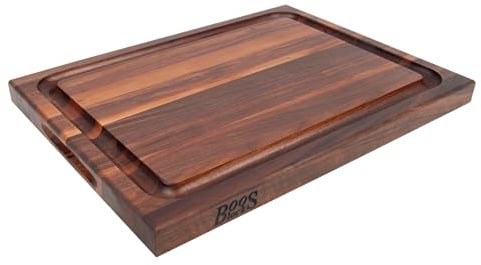 Boos Block Schneidebrett Mit Saftrille XXL – 46 x 31 x 4 CM - Holz Mit Griff - Walnuss – Brett Nussbaum - Hackbrett - Fleischbrett