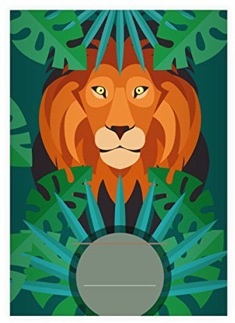 Kartenkaufrausch 2 Grüne Dschungel DIN A5 Schulhefte, Rechenhefte mit Löwe im Urwald Lineatur 28 (Kariertes Heft)