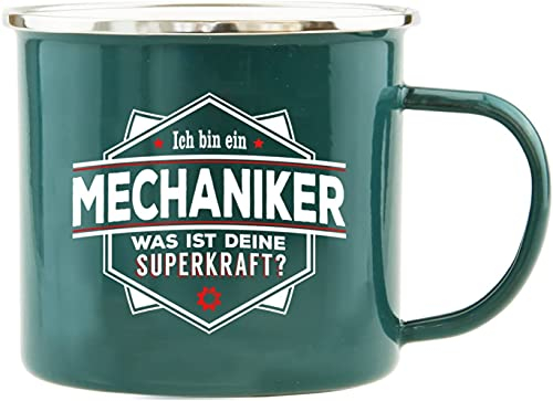 History & Heraldry Echter Kerl - Emaille Becher Mechaniker - individuelle und personalisierte Tasse mit Name und Spruch