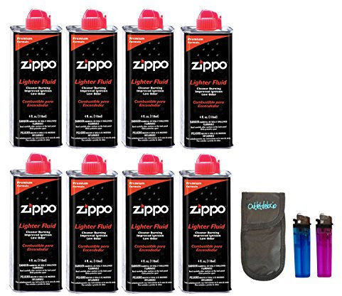 Outletdelocio Pack 8 Gasolina para encendedores 125ml + Funda portamecheros con 2 mecheros.