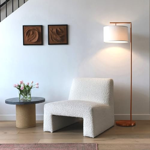 Brightech Montage Modern - Floor Lamp for Living Room Lighting - Bedroom & Nursery Standing Accent Lamp - Mid Century Style - 5' Tall Pole Light Overhangs Reading - with LED Bulb - Rose Gold