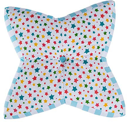 HOMESCAPES Multi-coloured Star Floor Cushion Large Decorative Children’s & Garden Seat Pad with Star Pattern, Pre-Filled 100% Cotton Indoor and Outdoor Cushion, 48cm