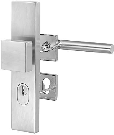 ck-türbeschläge Schutzbeschlag XQ ES1 für WOHNUNGSTÜREN | V2a Edelstahl matt | Kernziehschutz | New Orleans (Innengriff RECHTS zeigend)