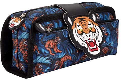 Fringoo Trousse à crayons en silicone avec 2 compartiments zippés pour enfants tigre