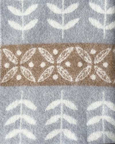 JOWOLLINA Wendedecke Wolldecke Plaid Kuscheldecke Öko-Wolle 130x200 cm, Folklore floral (Taupe)