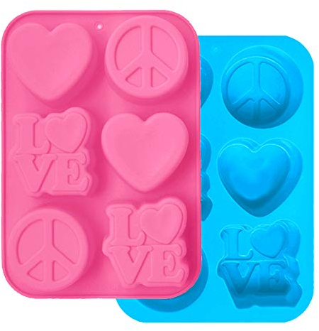 2 Pack Silicone Cake Mold, FineGood Heart Love Circle Shape Cupcake Tray DIY Silicone Mold Baking Pan for Soap, Bread, Muffin