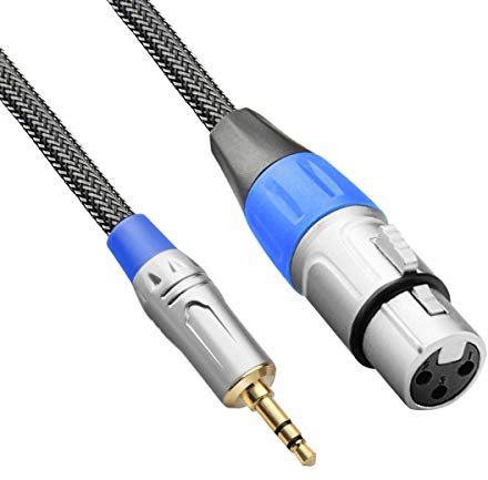Tisino Cable XLR a Mini Jack, Cable Micrófono XLR Hembra a 3,5 mm para videocámaras, cámaras DSLR, dispositivo de grabación de computadora y más - 1M