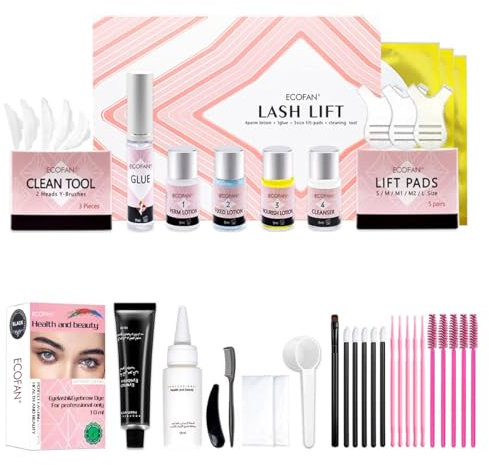 Lash Lift and Black Kit, Professional Eyelash Perm Kit and Black Eyelash & Eyebrow Set 3 in 1, Quick Lifting & Voluminous Colouring with Complete Tools for Salon Grade Home DIY