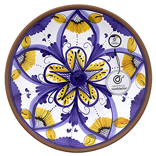 CERÁMICA RAMBLEÑA | Piatto Decorativo da Appendere per Parete | Piatto Ceramica 100% Decorato a Mano | Piatto da Parete - Modello D41 | Fatto in Spagna 35x35x6 cm