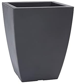 Garden Italia Vases Pot de Fleurs Moderne Quadro Simple Haut EQSH 38 cm - en résine de Couleur Anthracite/pour l'extérieur et l'intérieur/résistant au Gel/Antichoc/léger