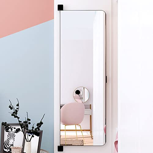 Placard Avec Porte Battante, Miroir D'habillage Intégral Coulissant, Miroir Caché Rotatif Invisible Intégré, Miroir Rabattable for Montage Rabattable (Color : Black, Size : 110cmx35cm)
