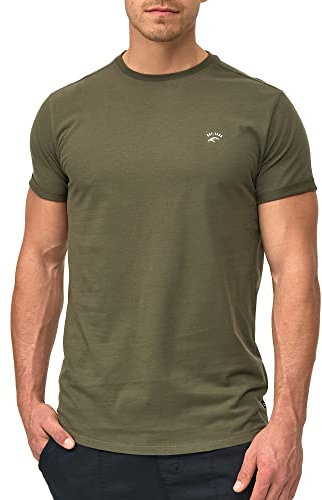 Indicode Herren Kloge T-Shirt mit Rundhals-Ausschnitt | Herrenshirt Sommershirt Army, S