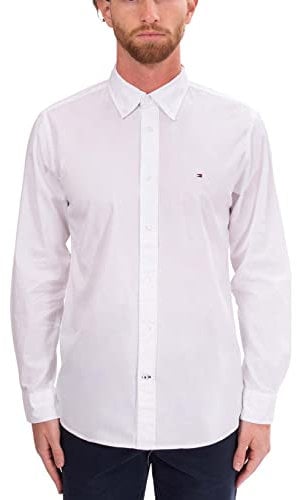 Tommy Hilfiger Chemise Homme Core Flex Manches Longues, Blanc (White), XXL